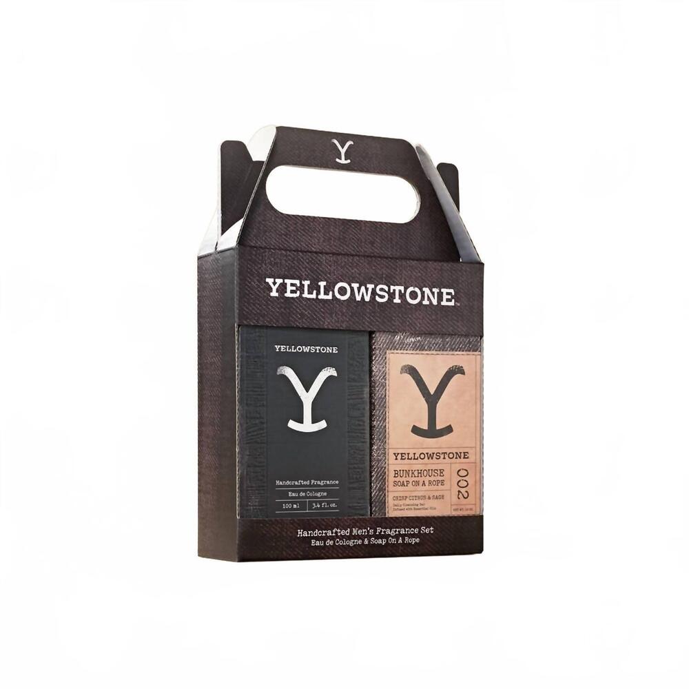 NEW TRU FRAGRANCE men's yellowstone gift set in brown multi